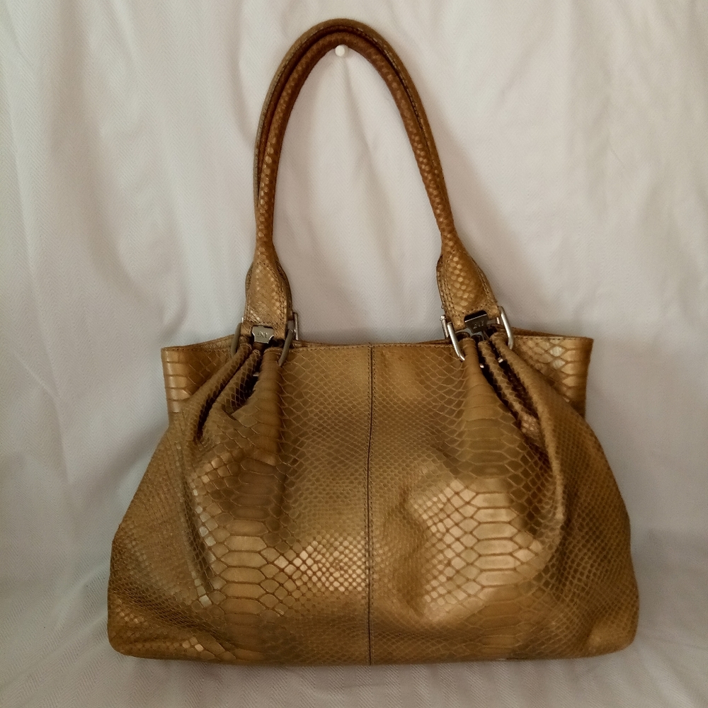 Jones New York Gold Snake Texture Leather Bag